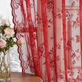 Red Lace Curtains 84 Inches Long 2 Panels by SEEKRIGHTHomeDecor