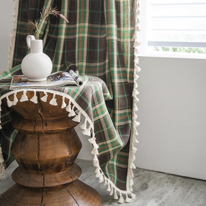 Sutuo Home Boho Curtains for Kitchen Nursery, Christmas Vintage Plaid Curtains - Image 7