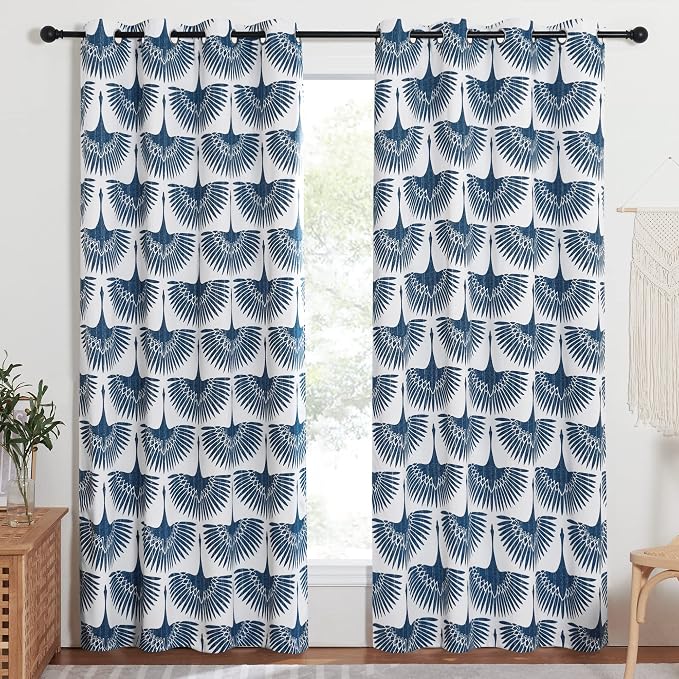 KGORGE Blackout Curtains Geometric Bird Pattern Farmhouse L 84" - Image 2