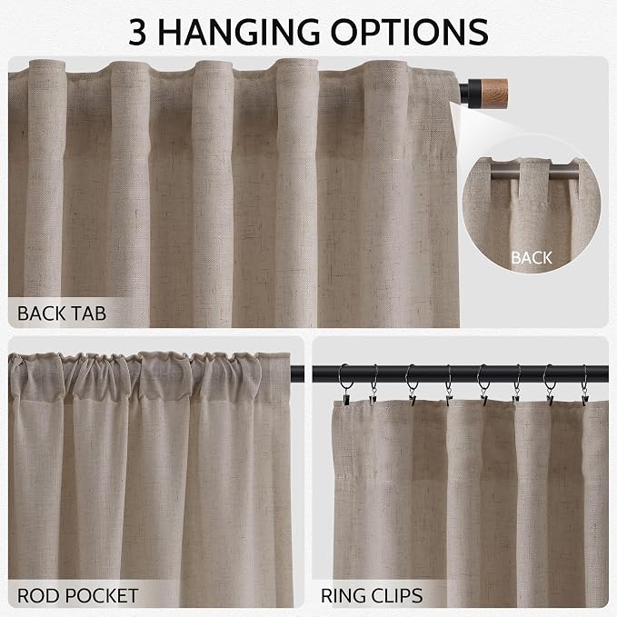 Ecru Linen Curtains 132 Inch Length - Image 2