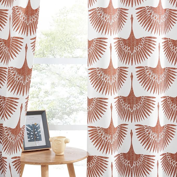 KGORGE Blackout Curtains Geometric Bird Pattern Farmhouse L 84" - Image 8