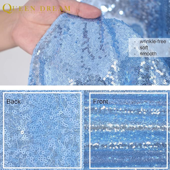 Baby Blue Sequin Backdrop Sequin Wedding Photo Curtains 10ft x 10ft | Giltter - Image 6