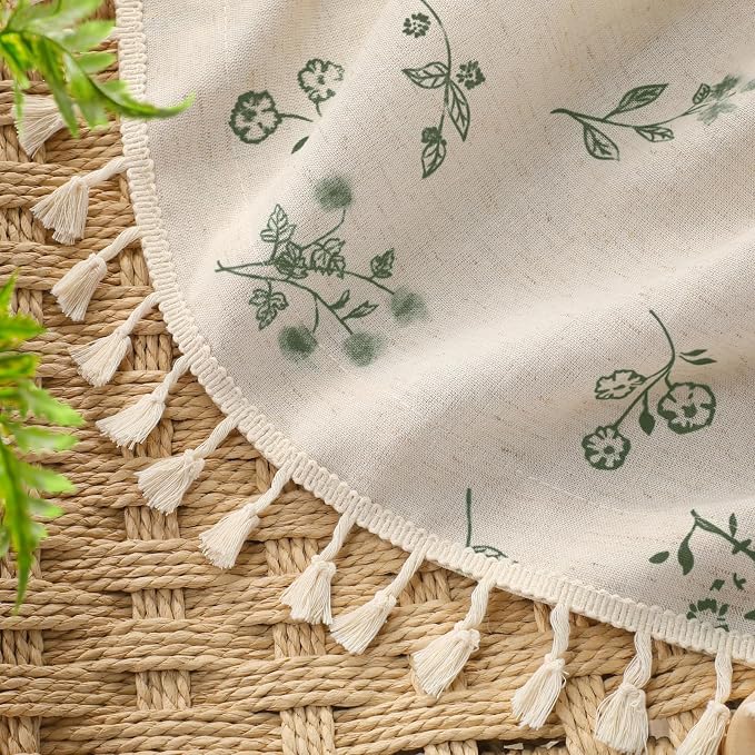 Boho Floral 100% Blackout Curtains 84 Inch 2 Panels Dark Green | Farmhouse - Image 5