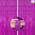 PartyWoo Foil Fringe Curtain Hot Pink, 2 pcs Hot Pink Streamers, Fringe Backdrop, Tinsel Backdrop, Tinsel Curtain, Metallic Door Shimmer, Birthday Party Streamers