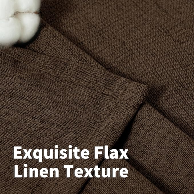 YoungsTex Brown Linen Curtains 36 Inch Length, Short Light Filtering Drapes - Image 5