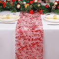 Snowkingdom Red Sparkly Table Runner Sequin Glitter Metallic Foil Mesh Runner by Snowkingdom