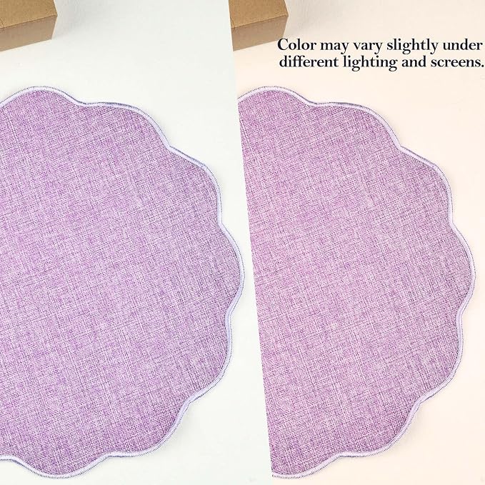 AHHFSMEI Round Faux Linen Placemats Set of 8 Heat Resistant Non-Slip Stain - Image 7