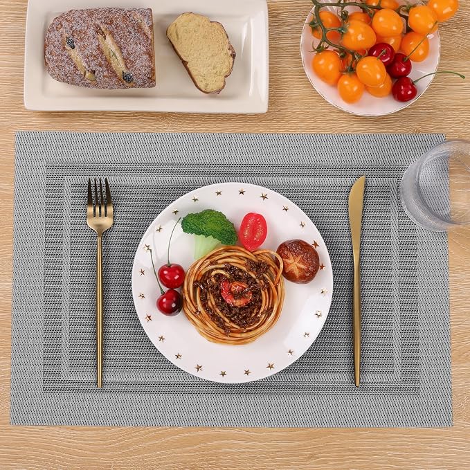 SHACOS Woven Vinyl Placemats Set of 4 Wipe Clean Place Mats - Image 8