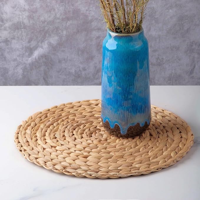 13.5" Water Hyacinth Woven Round Placemats Set of 6 - Image 4