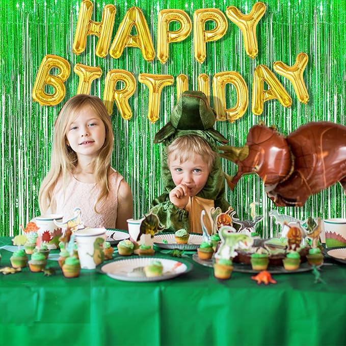 BRAVESHINE Green Party Streamers Backdrop | Metallic Foil Fringe Curtains | 2 - Image 4