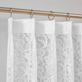 Bujasso White Lace Pinch Pleat Curtains 84 inch, Vintage Floral Sheer Drapes by Bujasso