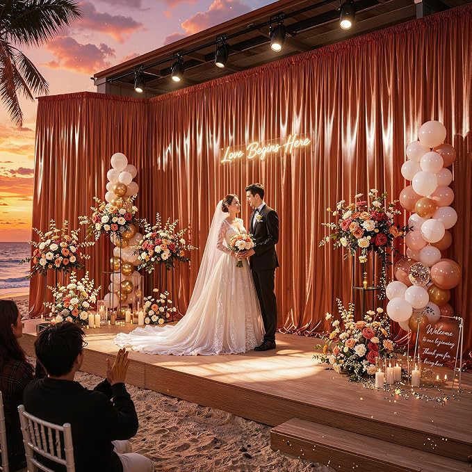 20x10ft Terracotta Glitter Backdrop Curtain - Image 2