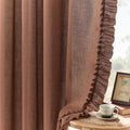 Dark Terracotta Linen Curtains Ruffled Edges by TERLYTEX