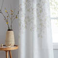 Yellow Leaf Floral Print Metallic Sheer Curtain by CentralPark