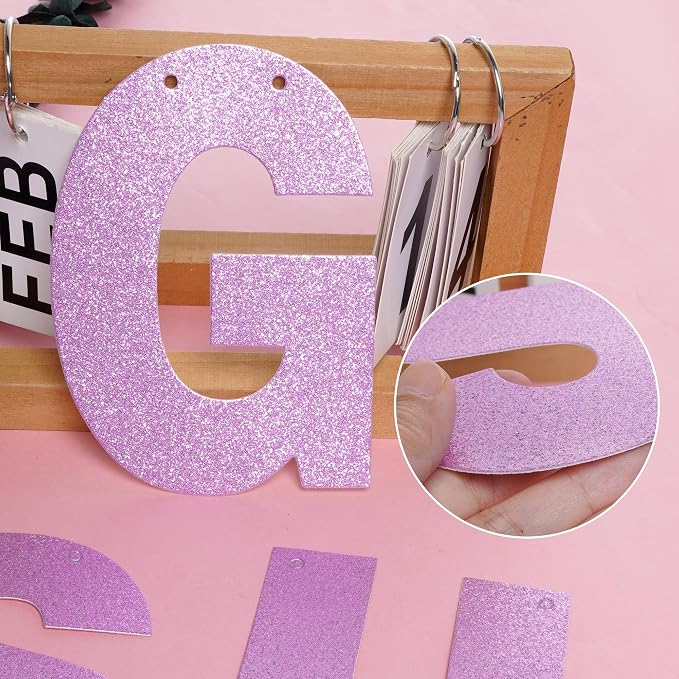 DIY Banner Kit with Letters Glitter Pink Customizable Birthday Graduation - Image 3