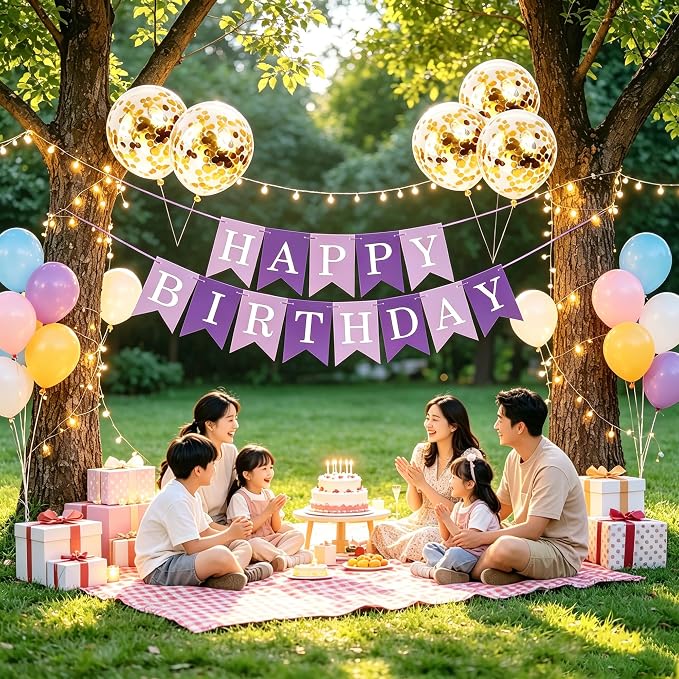Happy Birthday Banner Sign Bunting Hanging Decorations - Image 5