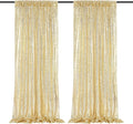Light Gold Sequin Backdrop Curtains Party Glitter Drapes 2 Pcs 2FTx8FT | by B-COOL