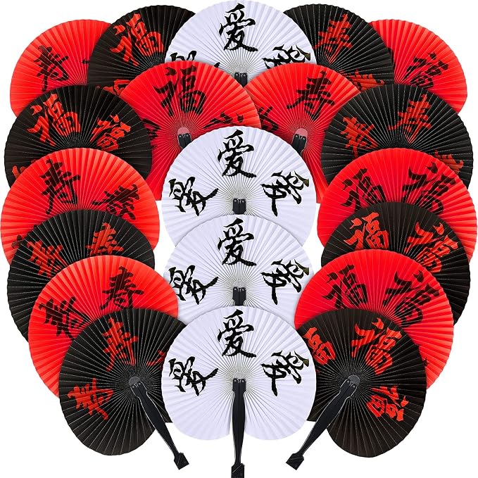 Jetec 20 Pcs Chinese Folding Hand Fans, Oriental Japanese Paper Handheld Fans by Jetec