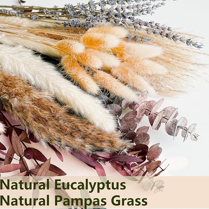 Fall Dried Flower Bouquet with Pampas Grass, Lavender & Red Eucalyptus –Boho - Image 4