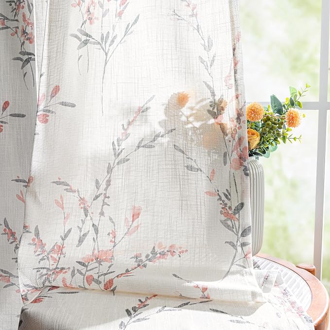 MYSKY HOME Curtains for Bedroom 63 Inch Long Linen Look Semi Sheer Not See - Image 7