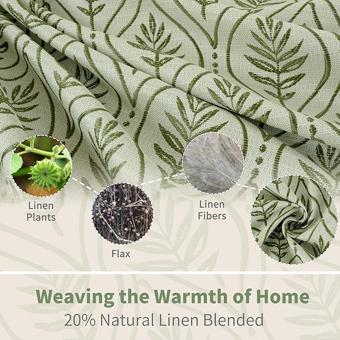 BGment Olive Green French Country Curtains 63 Inches Long - Image 3