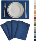 Demetex Cloth Table Placemats Heat Resistant Linen Place Mats Set of 4 Navy by DEMETEX