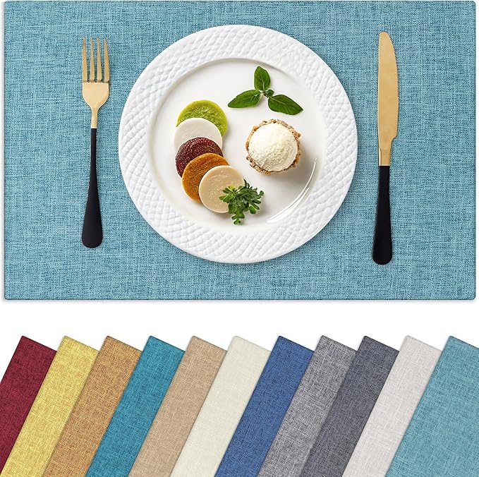 Homaxy Cloths Placemats for Dining Table Set of 4, Aqua | Heat Resistant by Homaxy