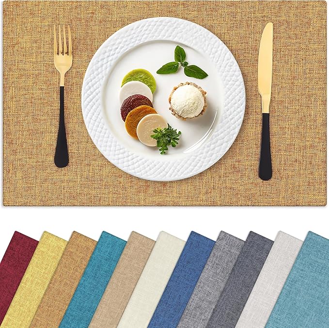 Homaxy Cloths Placemats for Dining Table Set of 6, Amber | Heat Resistant by Homaxy