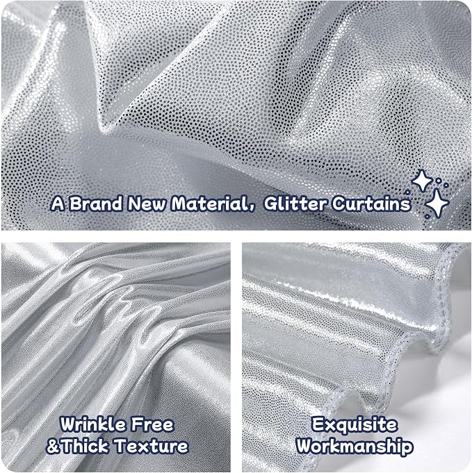 50ftx10ft Sequin Silver Backdrop Curtain Panels - Image 2