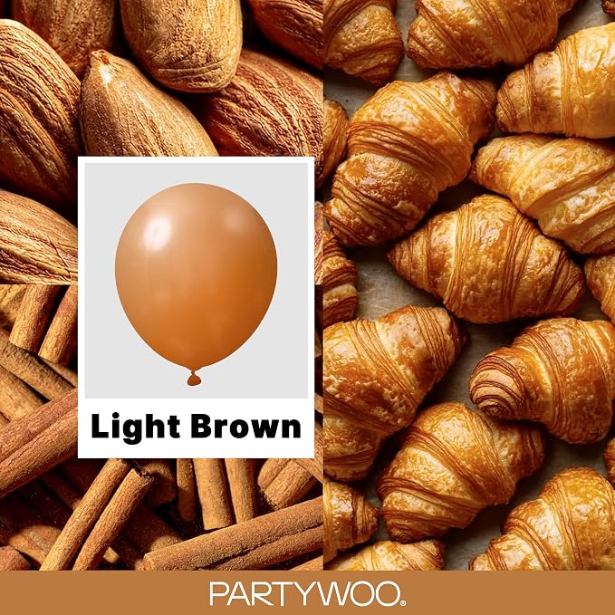 PartyWoo Boho Neutral Light Brown Balloons 100pcs Coffee Color | 18 12 10 5 - Image 2