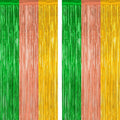 ZATAYE 2 Pack Green Brown Yellow Hawaiian Luau Foil Curtain Decorations | Green by ZATAYE