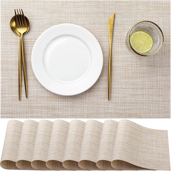 LEXMORE Placemats Set of 8 Vinyl/Plastic Woven Place Mats by lexmore