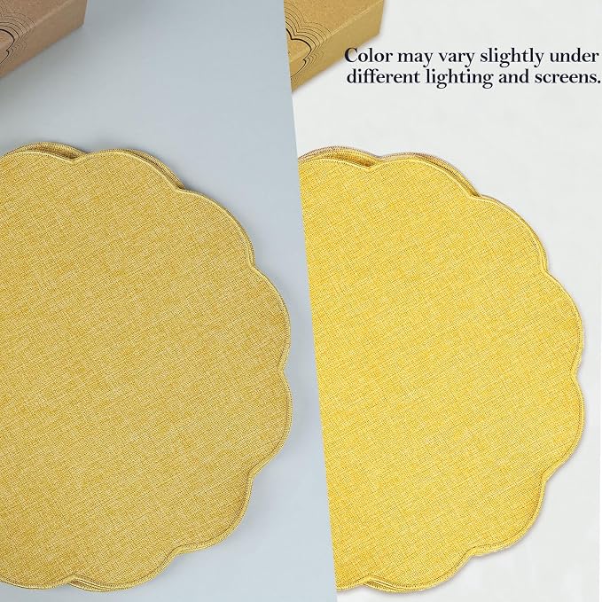 AHHFSMEI Round Faux Linen Placemats Set of 8 Heat Resistant Non-Slip Stain - Image 7