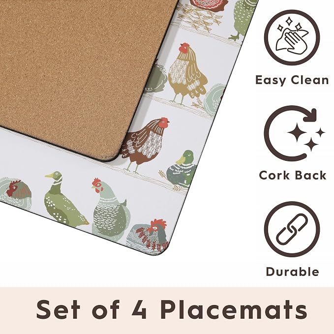 Laura Ashley Cork Placemats, 16 x 12-inch, Coop | Ideal - Image 3