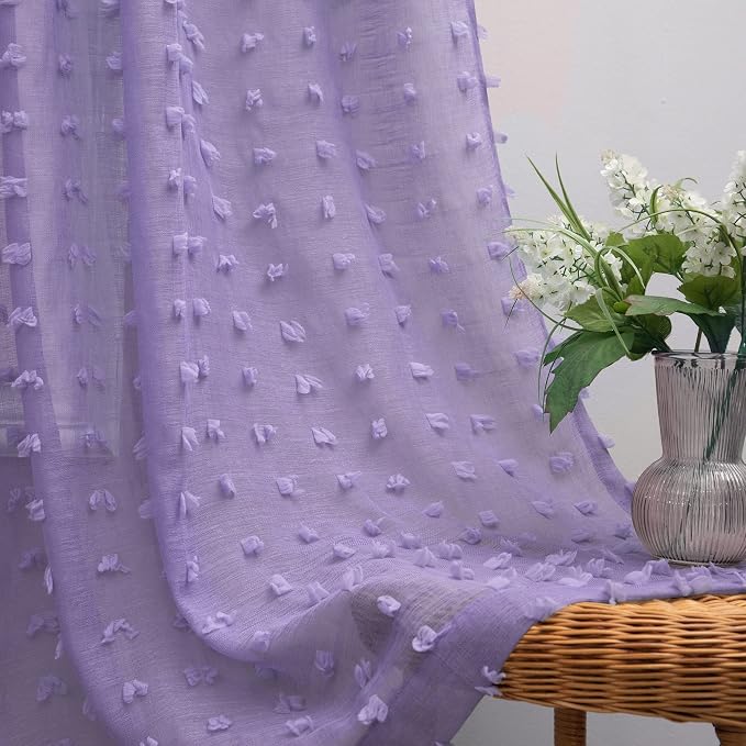 Lavender Sheer Curtains 96 Inches Long by KOUFALL