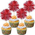 Gyufise 30Pcs Foil Firework Cupcake Toppers Sparkle Tinsel Cake Toppers Tinsel by Gyufise