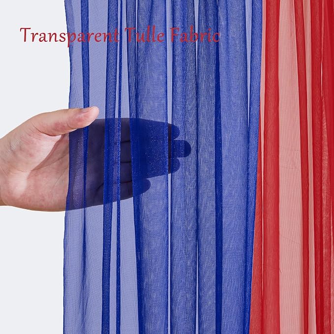 10x10ft Royal Blue Red Tulle Backdrop Curtain - Image 6