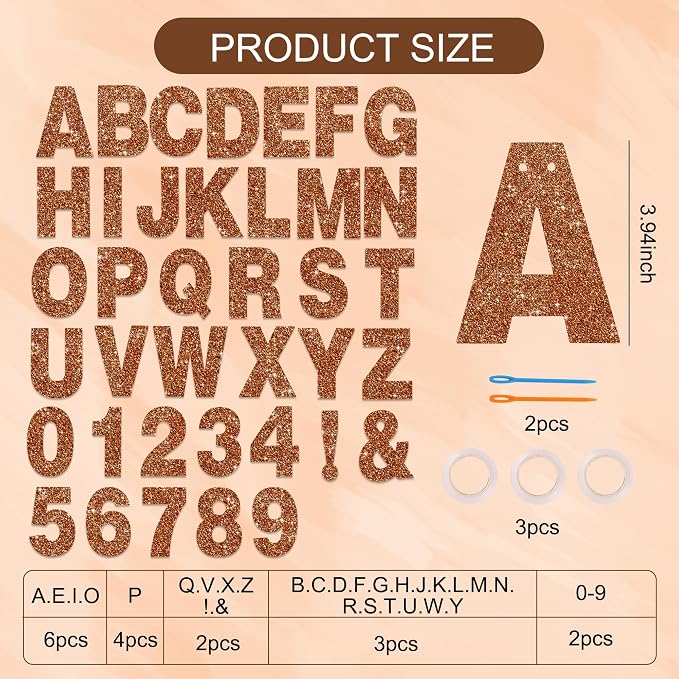 BEISHIDA Glitter Brown 116 PCS A-Z DIY Letter Custom Banner Party Decor | 111 - Image 3