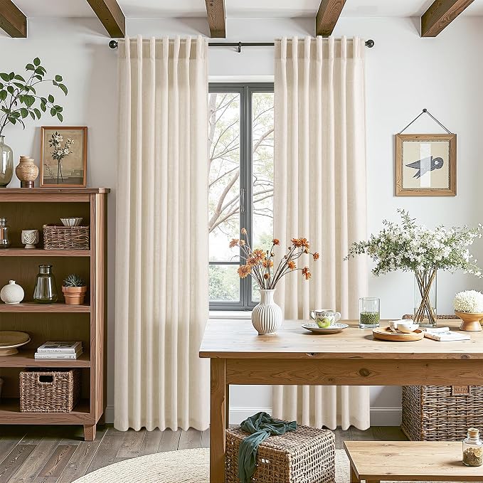 Linen Curtains for Living Room 120 Inches Long Modern Farmhouse Decor Light - Image 7