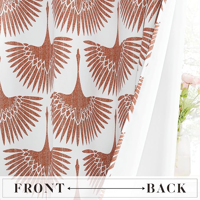 KGORGE Blackout Curtains Bird Pattern Mecca Red 52" x 72" 2 Panels | Privacy - Image 6