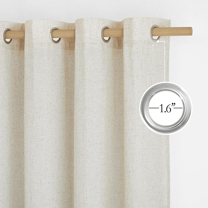 NICETOWN Natural Short Linen Cafe Curtains - Image 3