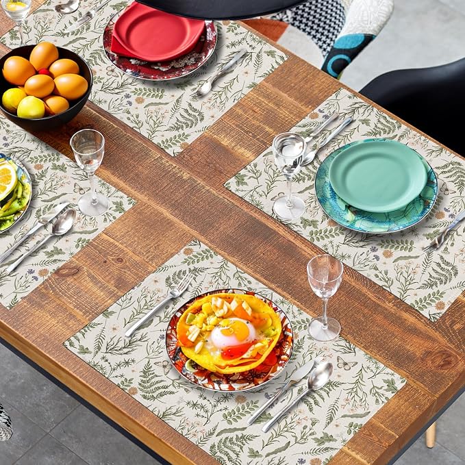 Sage Green Wild Flower Spring Summer Placemats Set of 4 Seasonal Wildflower - Image 7