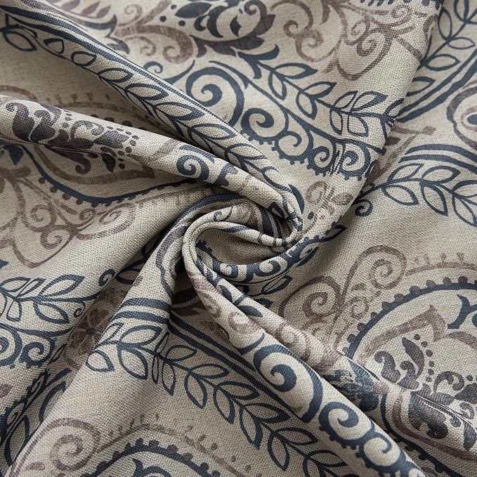 jinchan Blue Damask Curtains 84 Inch Room Darkening Grommet 2 Panels | Blackout - Image 4