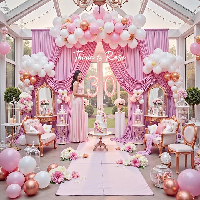 50ft x 12ft Wrinkle Free Pink Backdrop Curtains - Image 3