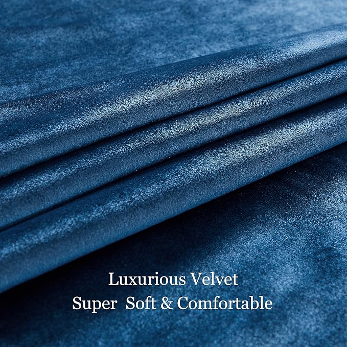 BULBUL Velvet Navy Blue Blackout Curtains 90 inch Long - Image 5