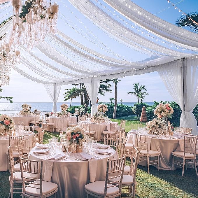 6 Panels White Ceiling Drapes - Image 6