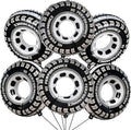 6 PCS Race Car Tire Foil Balloons, 30 Inch Reusable Racing Wheel Balloons by HTangparty