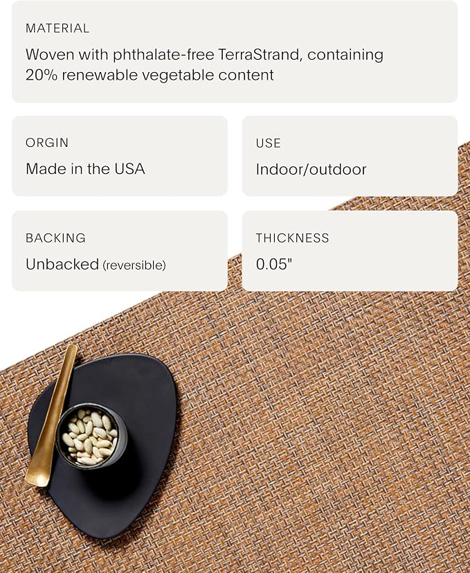 Chilewich Basketweave Placemats, Woven Rectangle Placemats Set of 4 | Reusable - Image 4
