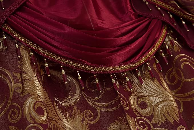 GLORY RUGS Jacquard Luxury Window 2 Panel Set Burgundy Gold Curtain - Image 8