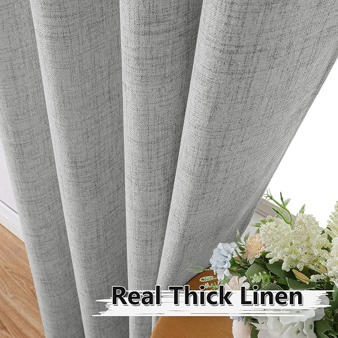 Tollpiz Linen Tier Curtain Rod Pocket Semi Sheer Half Kitchen Curtains Burlap - Image 3